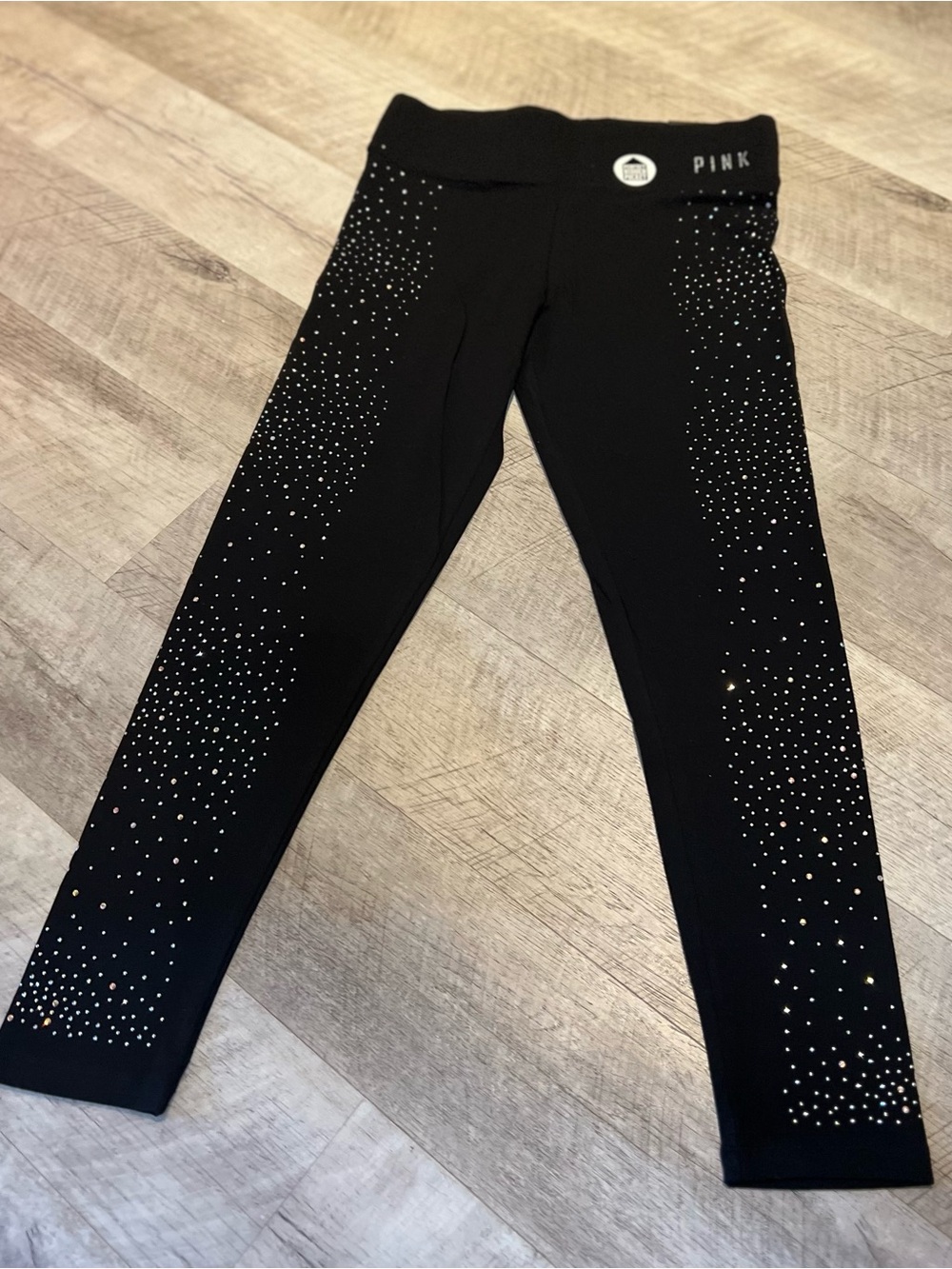 PINK Victoria's Secret Black Rhinestone-Embellished Leggings